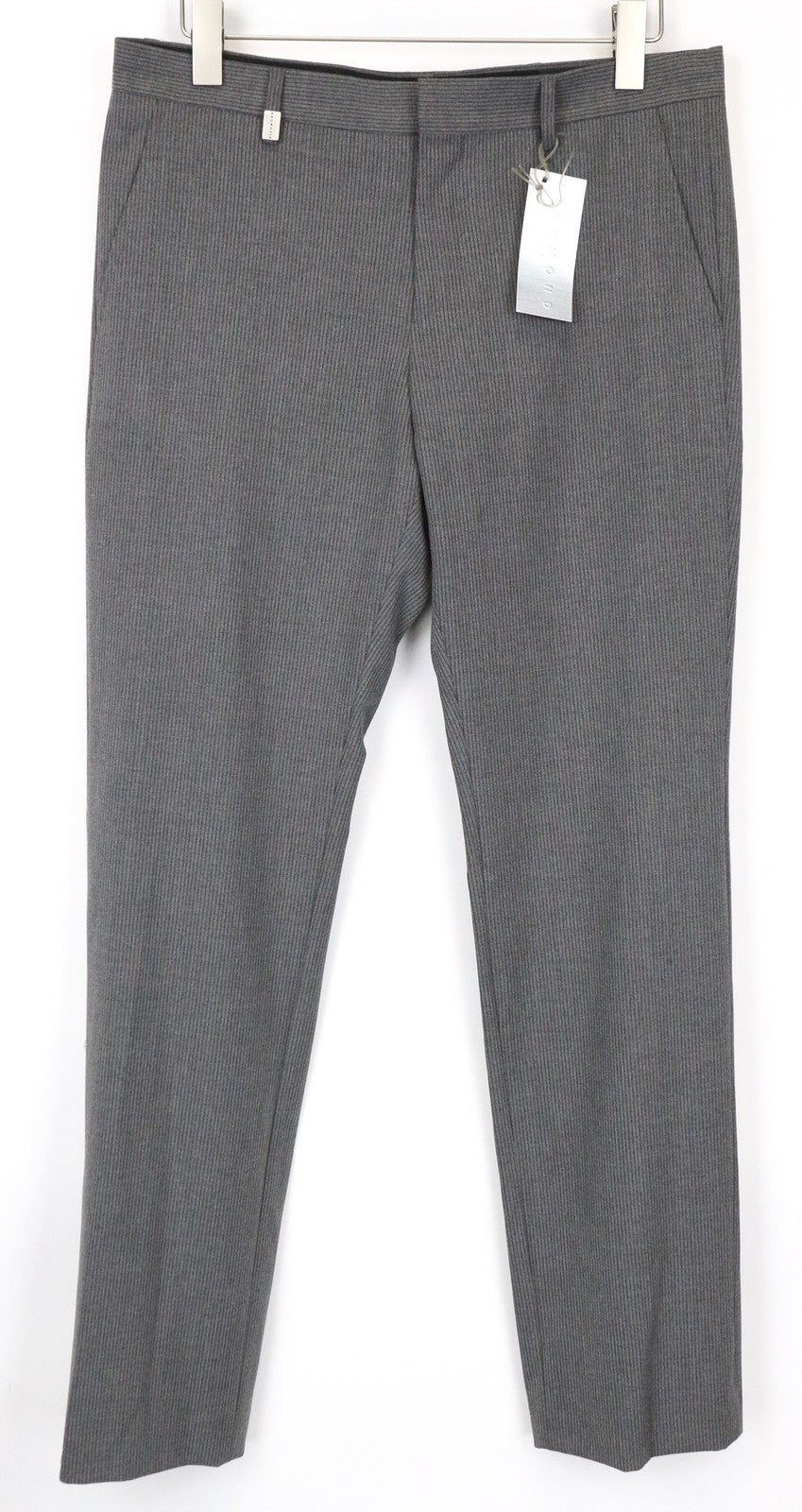 RICHMOND Men's Trousers 48 Grey Striped Pattern Stretch Pleated Classic Design