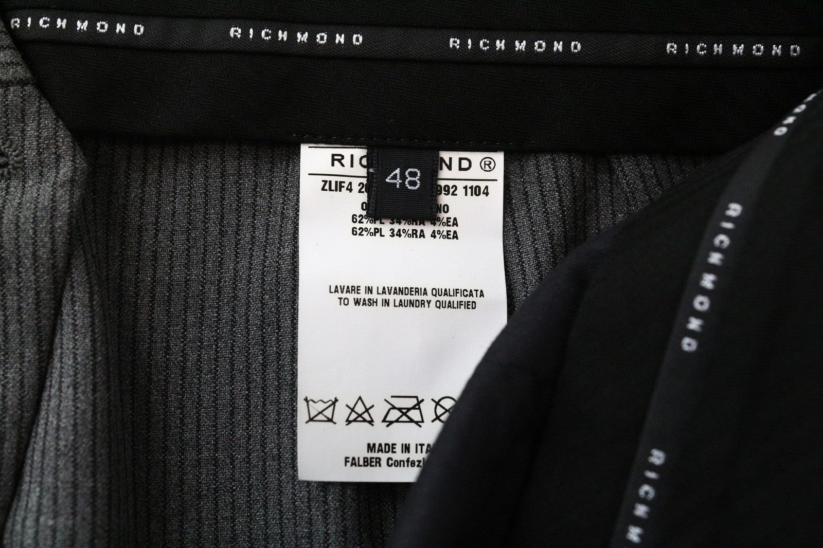 RICHMOND Men's Trousers 48 Grey Striped Pattern Stretch Pleated Classic Design