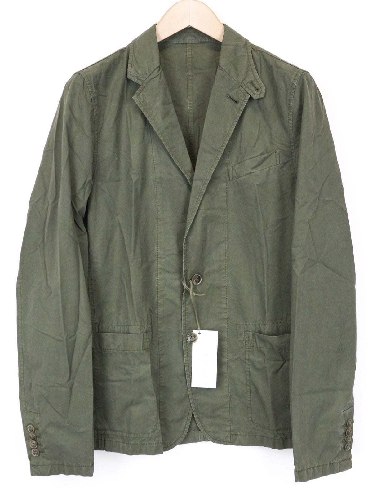 RICHMOND Men's Blazer IT48 Green Cotton Designer Unlined Two-Button Classic