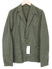 RICHMOND Men's Blazer IT48 Green Cotton Designer Unlined Two-Button Classic