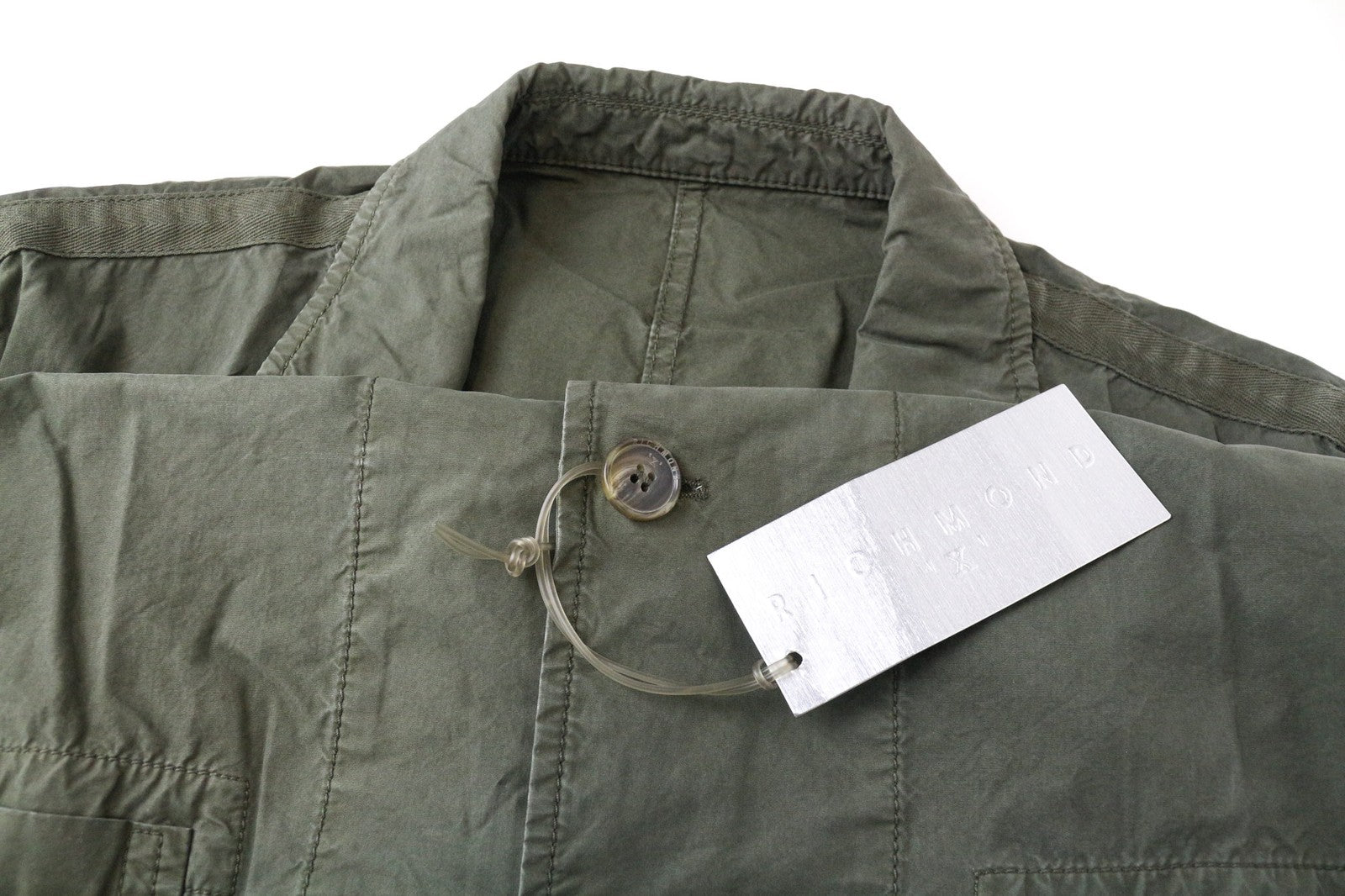 RICHMOND Men's Blazer IT48 Green Cotton Designer Unlined Two-Button Classic