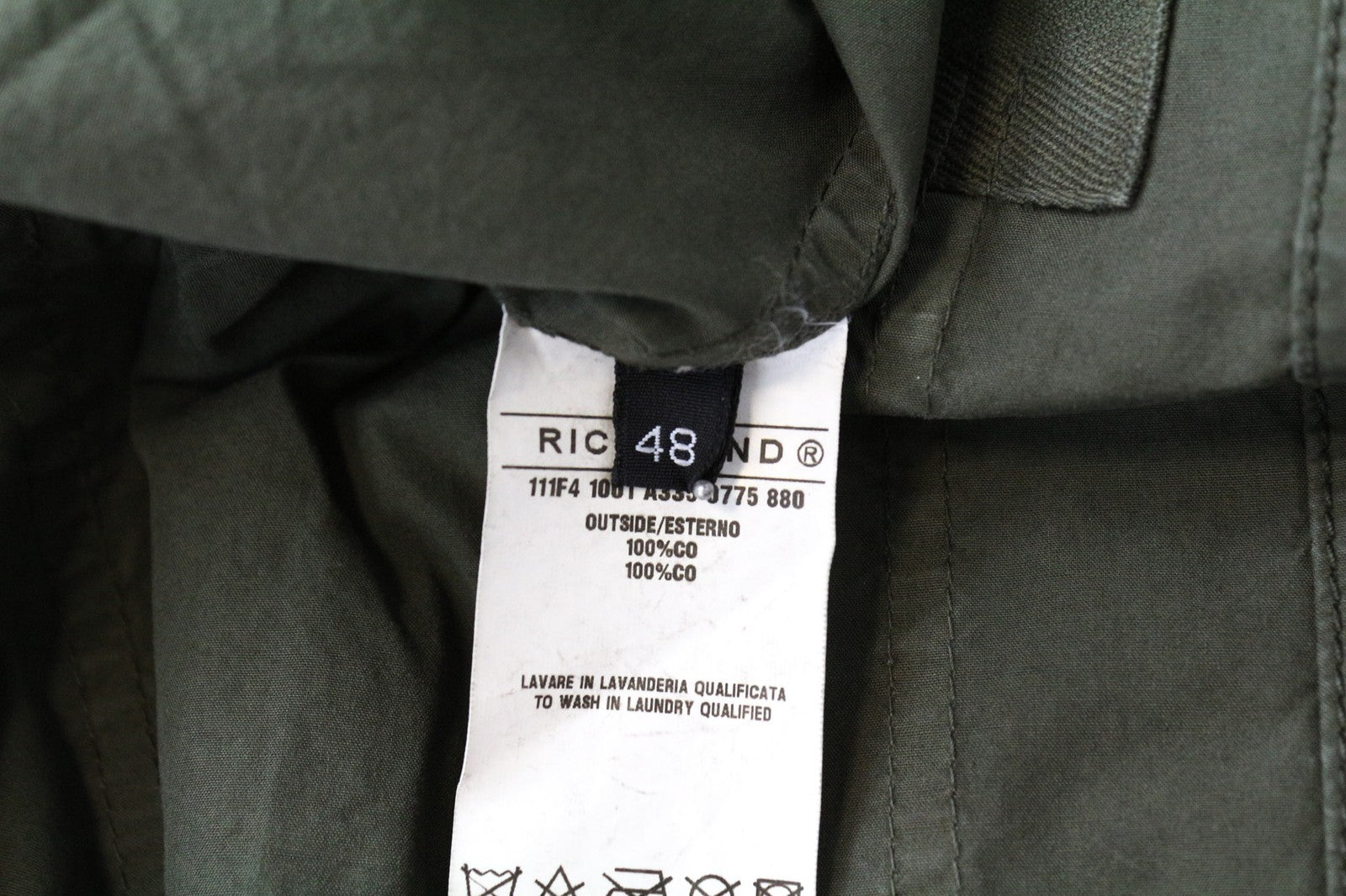 RICHMOND Men's Blazer IT48 Green Cotton Designer Unlined Two-Button Classic