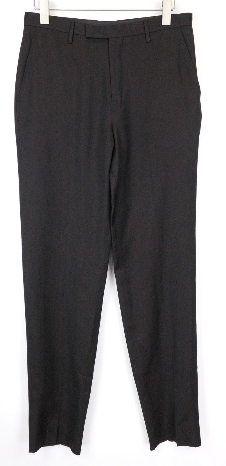 JOHN RICHMOND Men's Trousers IT50 Black Virgin Wool Blend Classic Flat-Front