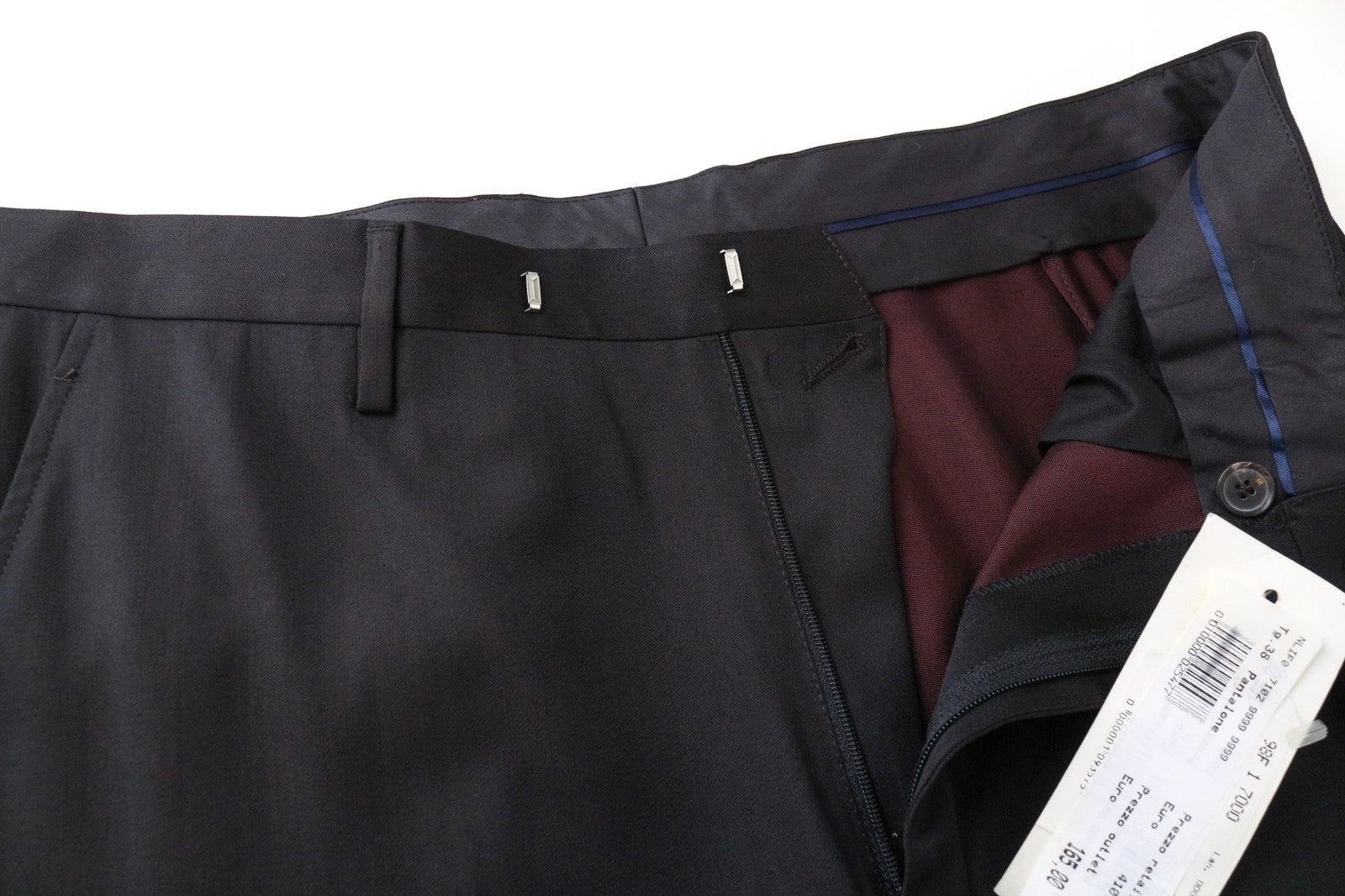 JOHN RICHMOND Men's Trousers IT50 Black Virgin Wool Blend Classic Flat-Front