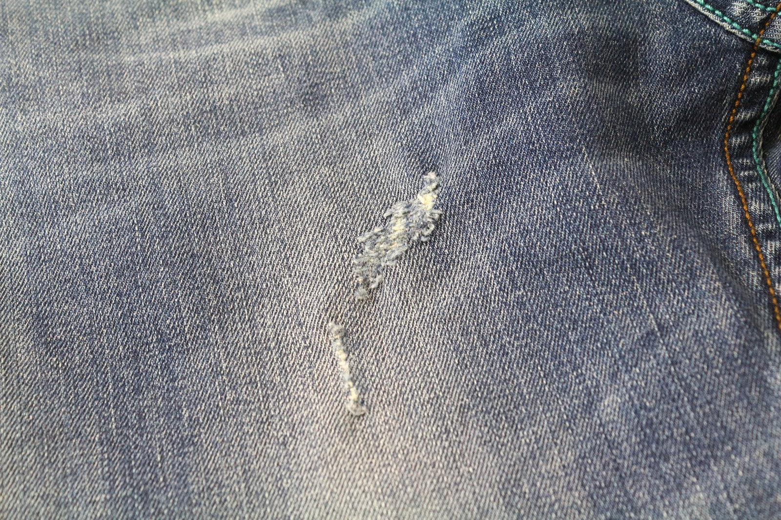 TAKESHY KUROSAWA TK 75 Men's Jeans W34 Blue Distressed Slim Stretch Button Fly