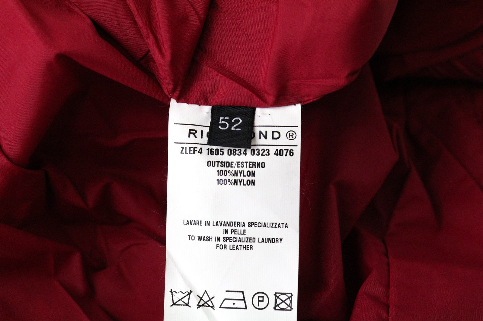 RICHMOND Men's Jacket IT52 Red Designer High Neck Zip-Up Classic Lined Windproof