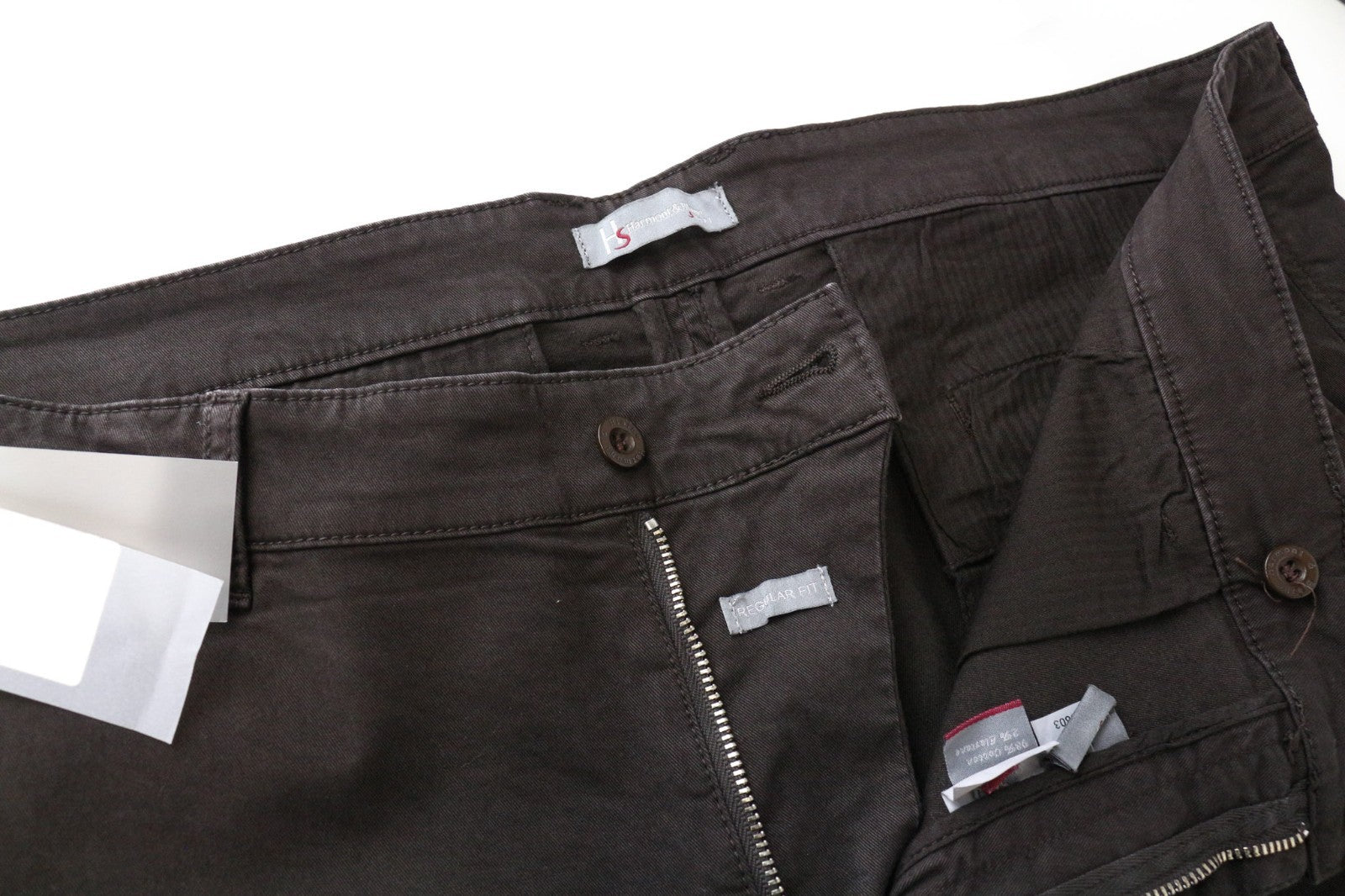 HARMONT & BLAINE Men's Trousers 56 Dark Brown Casual Cotton Stretch Flat-Front