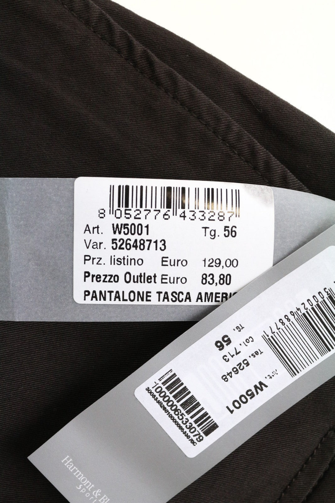 HARMONT & BLAINE Men's Trousers 56 Dark Brown Casual Cotton Stretch Flat-Front