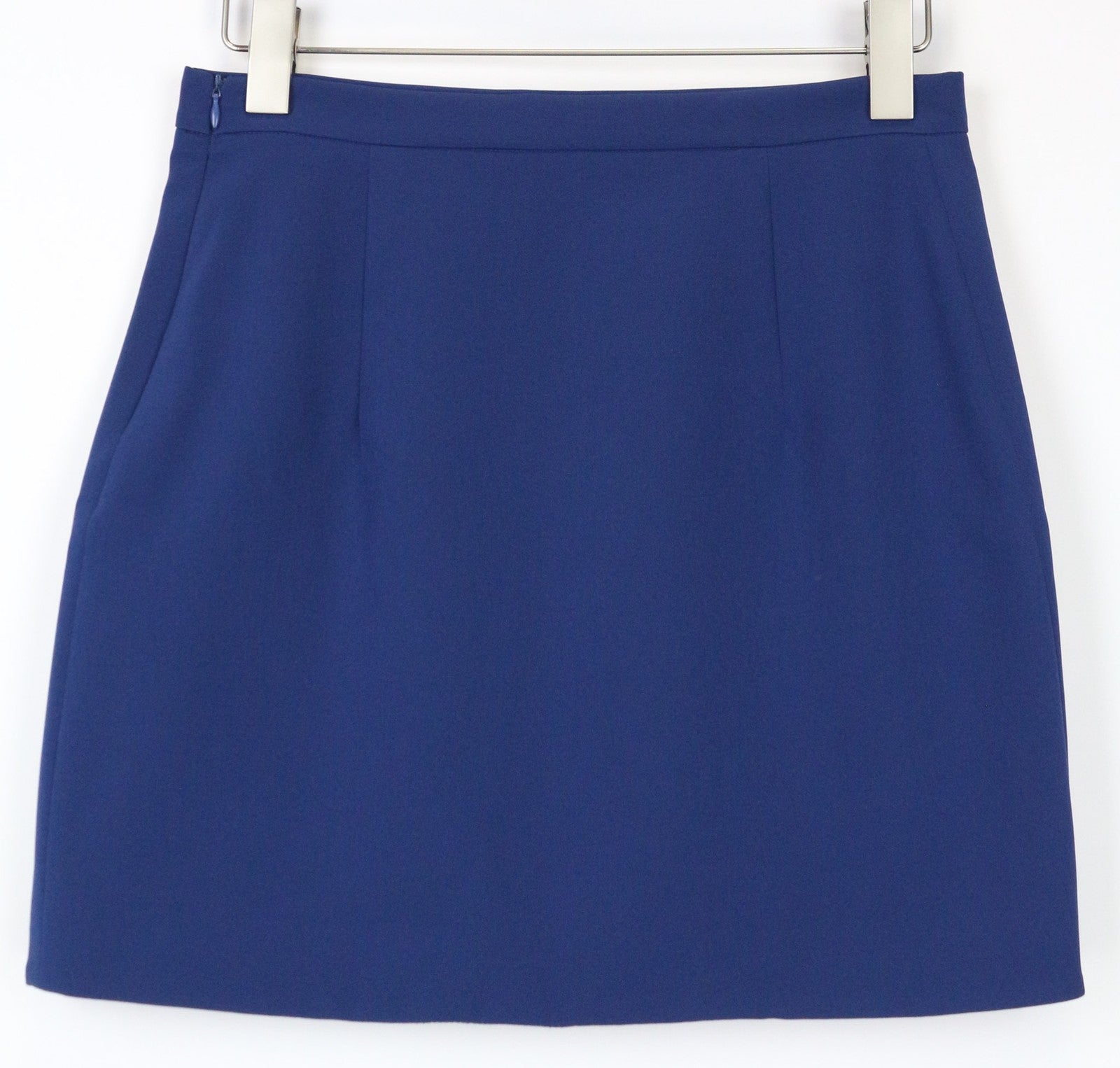 FRANKIE MORELLO Alya Women's Skirt UK12 Blue Stretch Mini Casual Short Side Zip