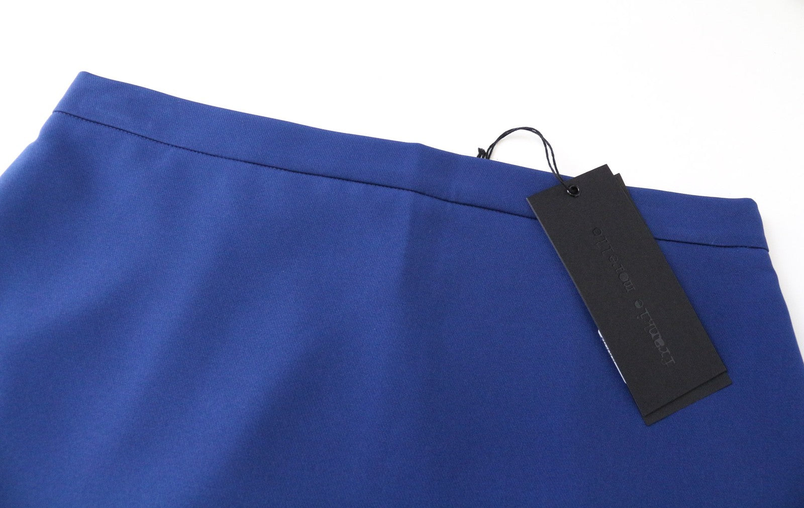 FRANKIE MORELLO Alya Women's Skirt UK12 Blue Stretch Mini Casual Short Side Zip