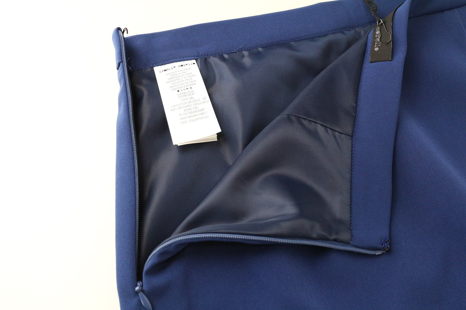 FRANKIE MORELLO Alya Women's Skirt UK12 Blue Stretch Mini Casual Short Side Zip