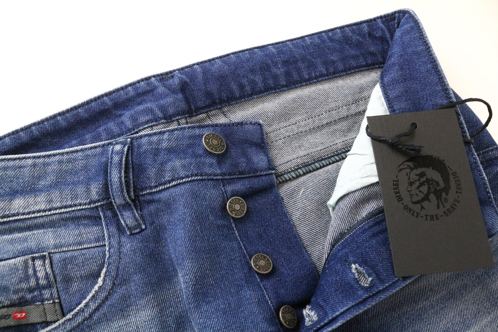 DIESEL D-Bazer 0090D Men's Jeans W28/L32 Washed Blue Stretch Tapered Fit Cotton