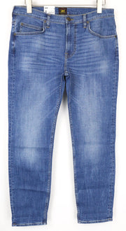 LEE Rider Cropped Men's Jeans W32/L34 Mid Blue Stretch Slim Fit Classic Zipper