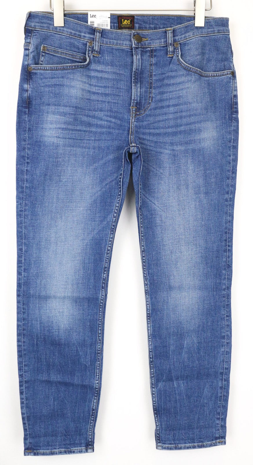 LEE Rider Cropped Men's Jeans W32/L34 Mid Blue Stretch Slim Fit Classic Zipper