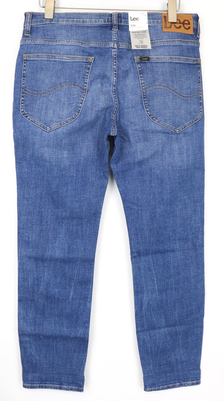 LEE Rider Cropped Men's Jeans W32/L34 Mid Blue Stretch Slim Fit Classic Zipper