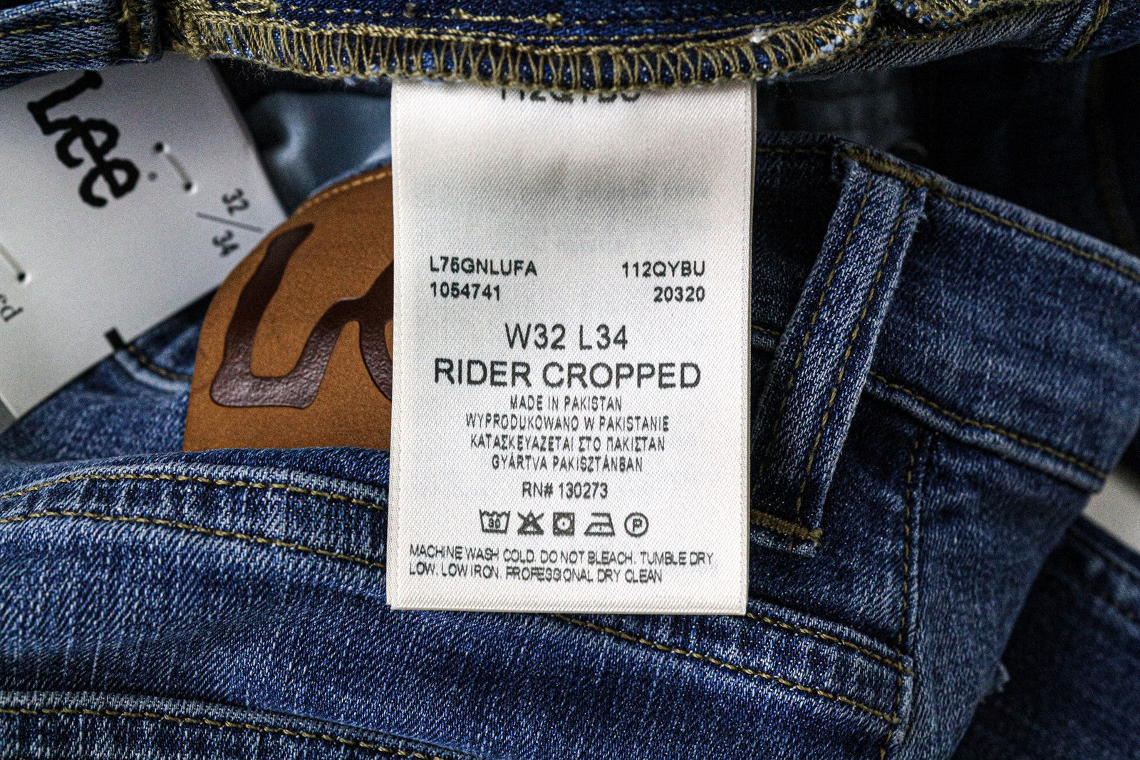 LEE Rider Cropped Men's Jeans W32/L34 Mid Blue Stretch Slim Fit Classic Zipper