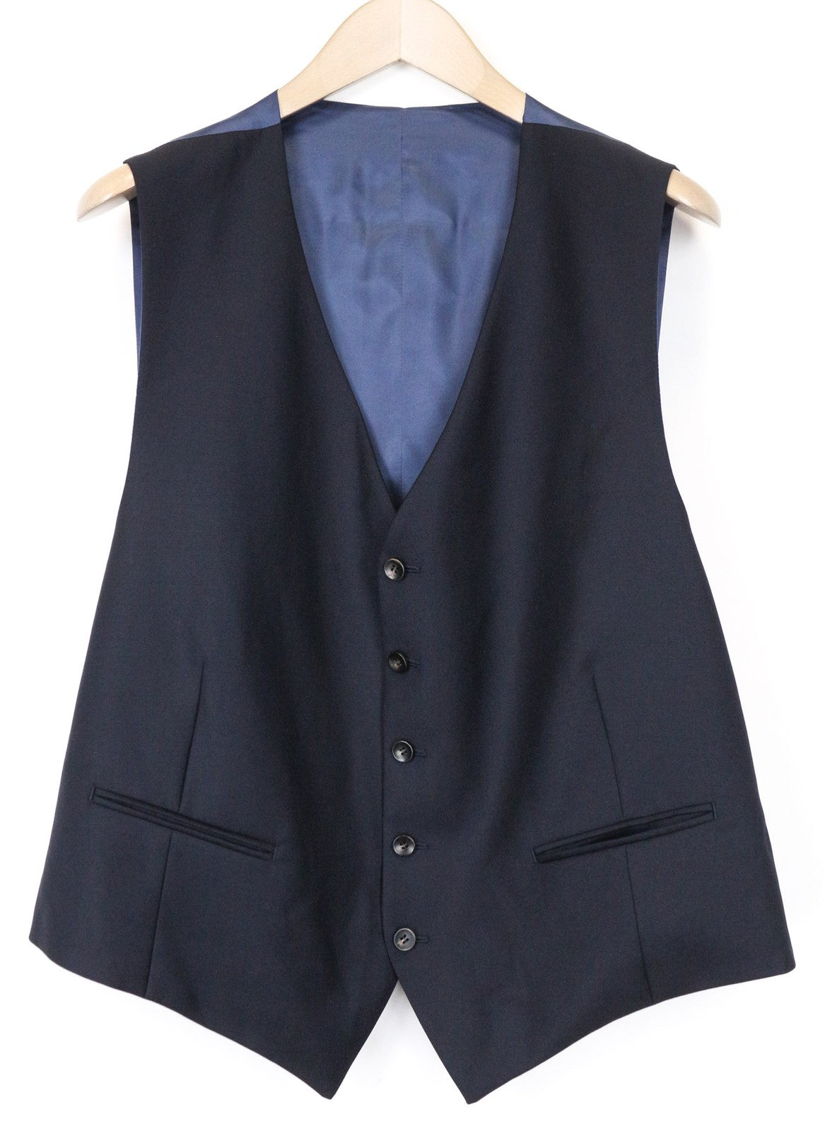 SUITSUPPLY Ferrara vyriška liemenė UK48S tamsiai mėlyna V formos iškirpte, klasikinio stiliaus, plonas kirpimas, vilnonė 