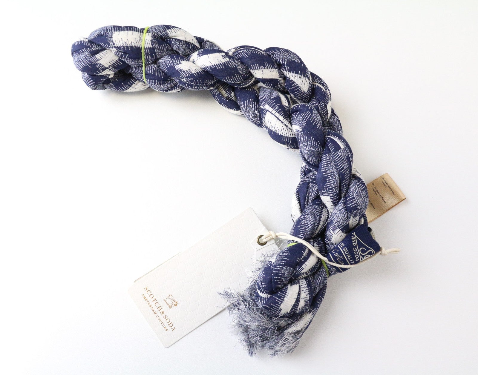 SCOTCH & SODA Ams Couture Men's Scarf OS Blue Plaid Pattern Lightweight Unisex