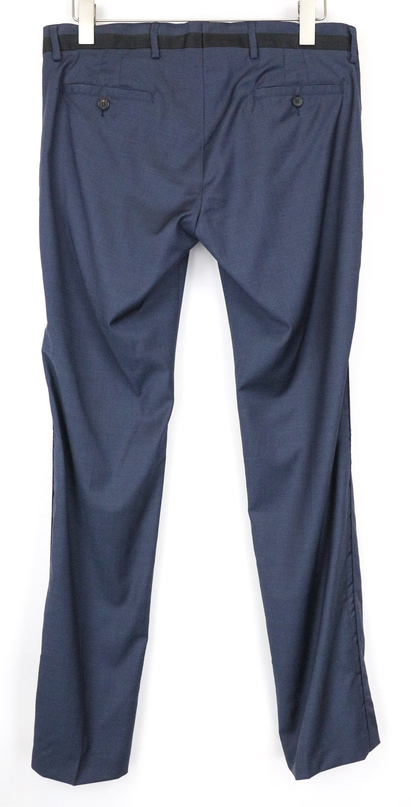 RICHMOND Men's Trousers IT48 Blue Pure Virgin Wool Melange Classic Flat-Front