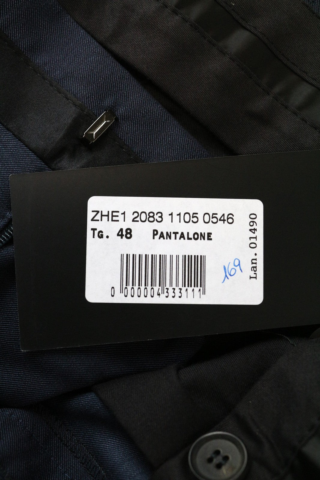 RICHMOND Men's Trousers IT48 Blue Pure Virgin Wool Melange Classic Flat-Front