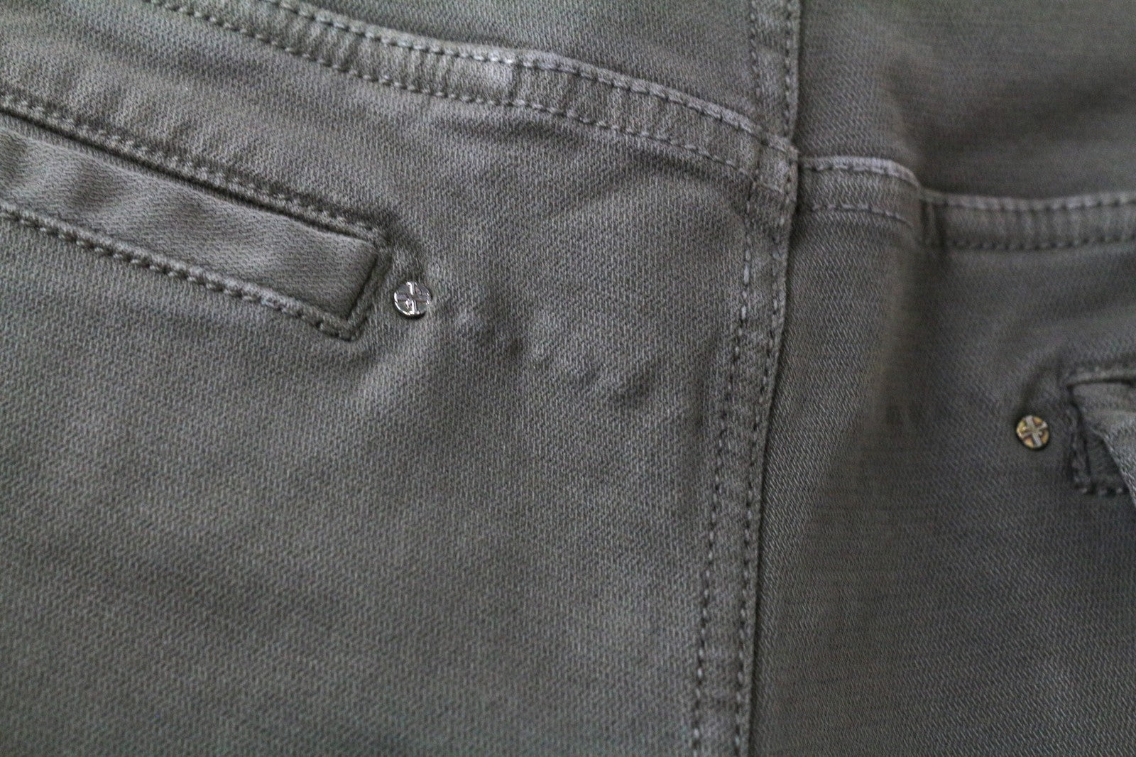 RICHMOND Men's Trousers 48 Khaki Green Cotton Stretch Casual Flat-Front Style