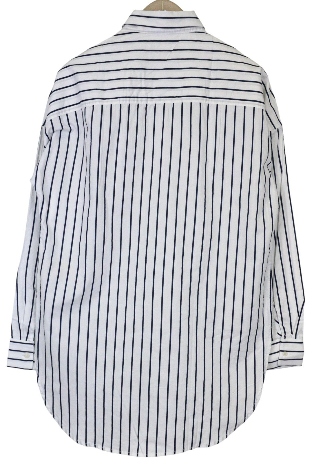 SCOTCH & SODA Men's Shirt M White Pinstriped Cotton Asymmetrical Long Fit