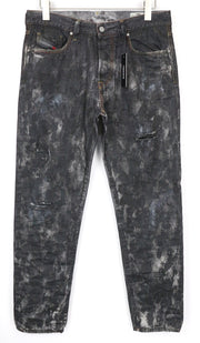 DIESEL Mharky 084WG Men's Jeans W33/L34 Grey Slim Distressed Skinny Fit