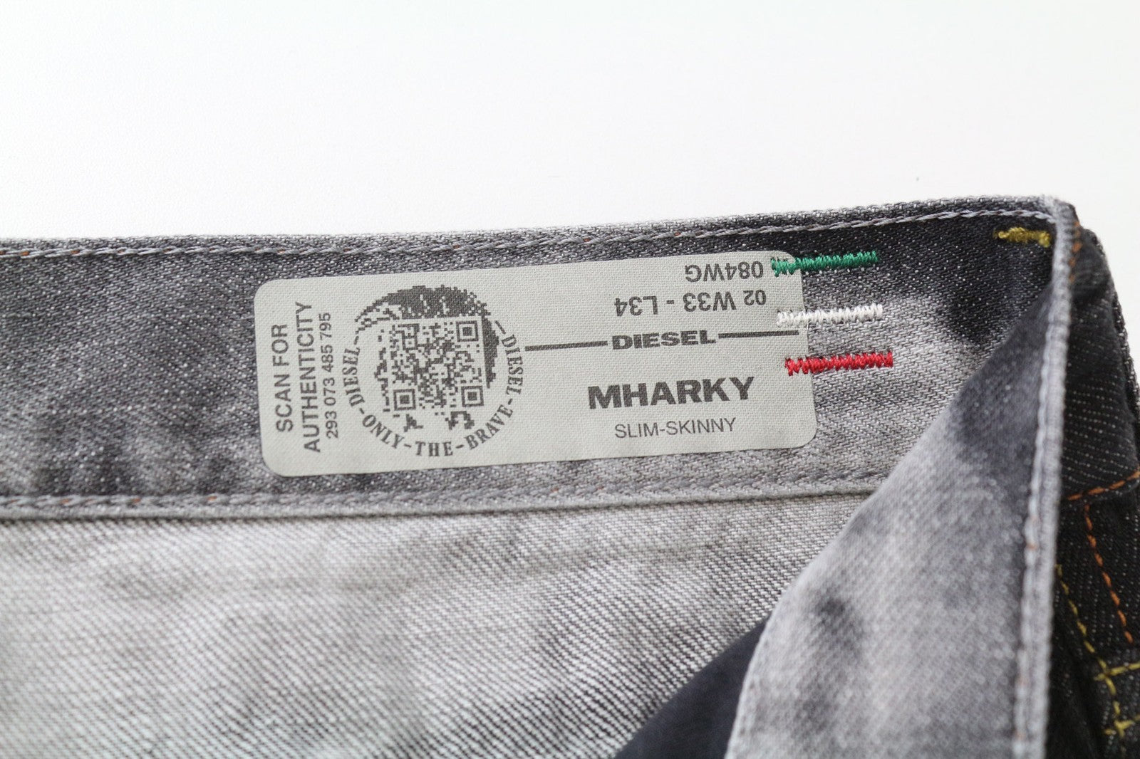 DIESEL Mharky 084WG Men's Jeans W33/L34 Grey Slim Distressed Skinny Fit