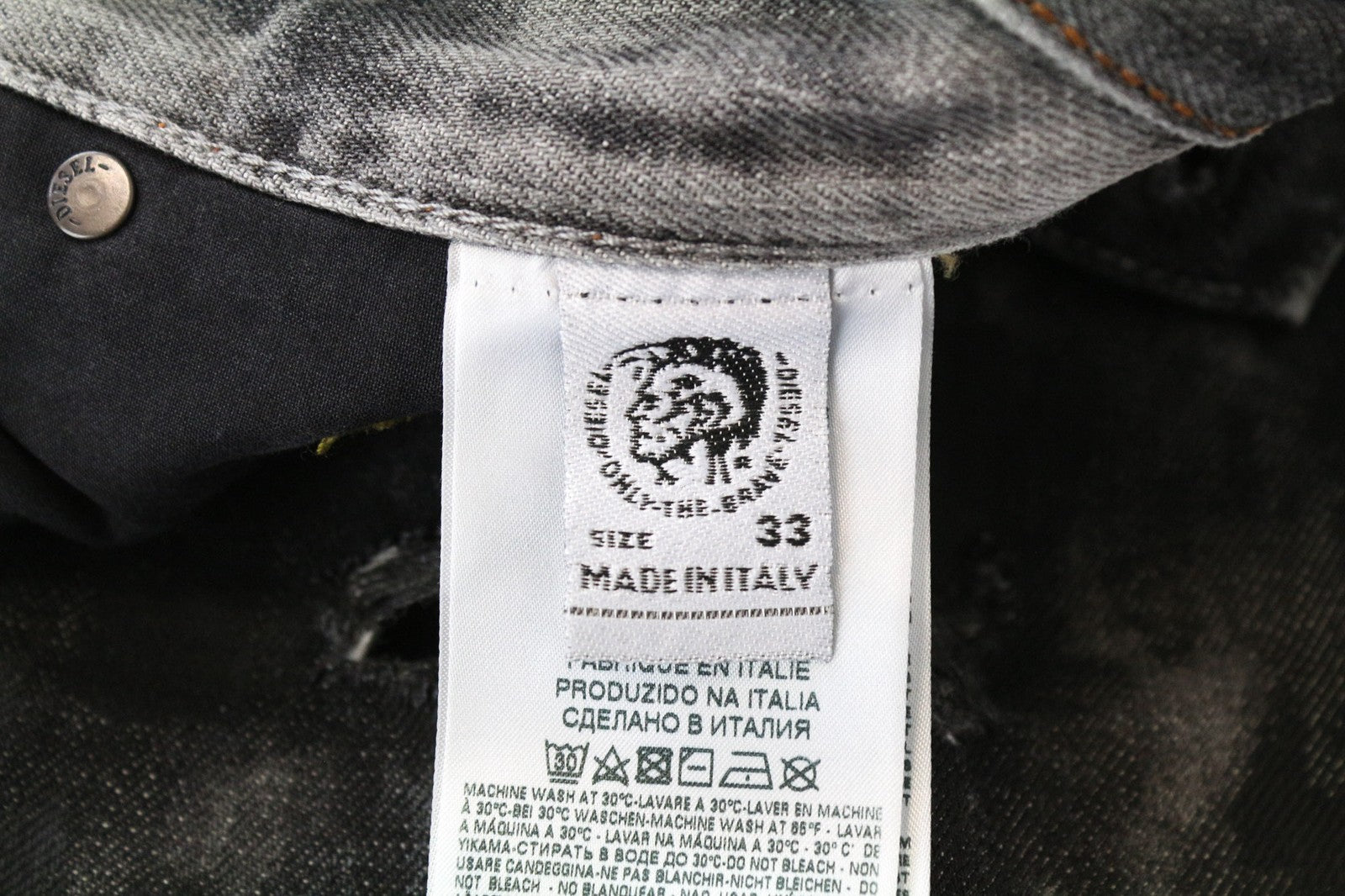 DIESEL Mharky 084WG Men's Jeans W33/L34 Grey Slim Distressed Skinny Fit