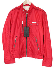 RICHMOND Men's Jacket IT48 Bright Red Designer Zip-Up High Neck Classic Lined