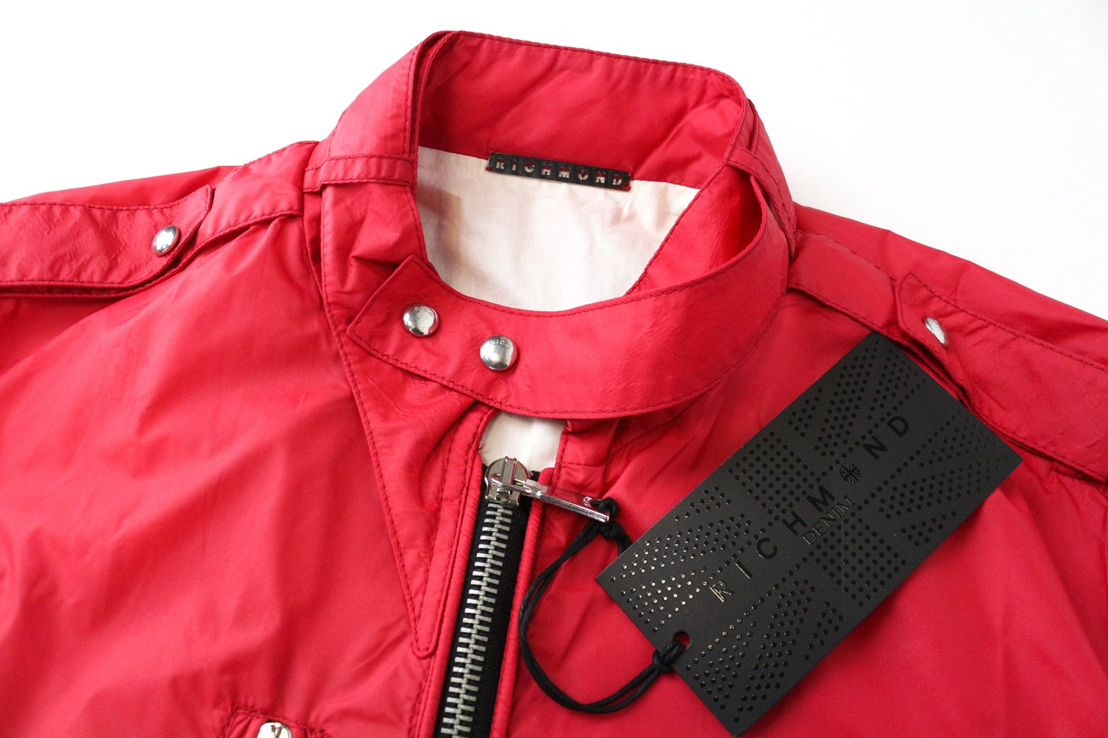 RICHMOND Men's Jacket IT48 Bright Red Designer Zip-Up High Neck Classic Lined