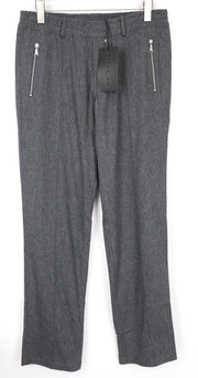 RICHMOND Men's Trousers L Grey Stretch Wool Blend Zip Pocket Pull On Casual