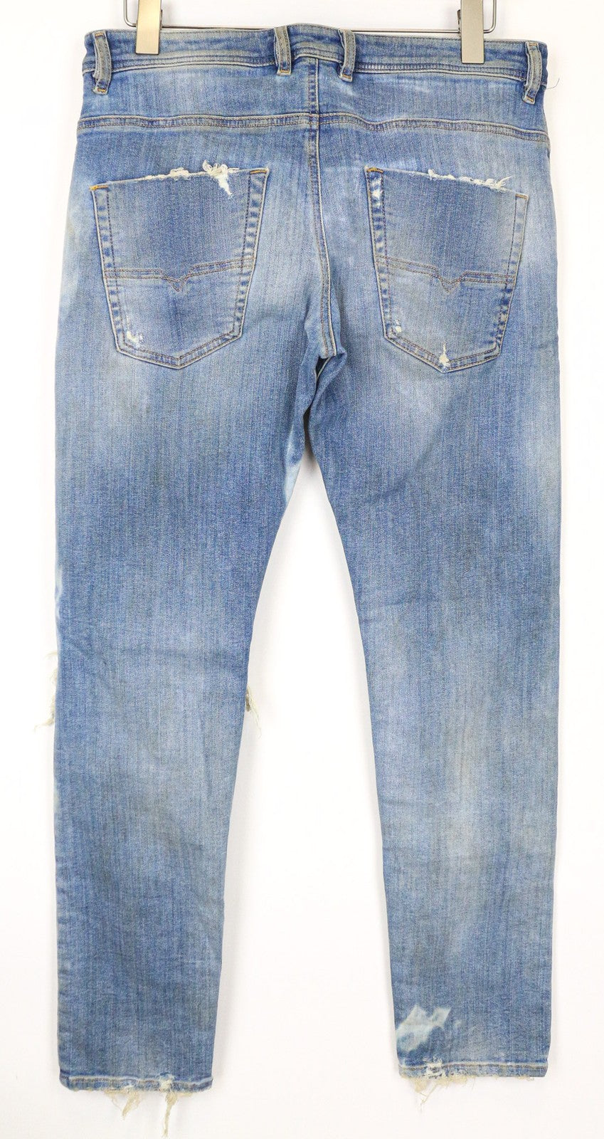 DIESEL Krooley-T 087AE Men's W32 Slim Blue Cotton Stretch Jeans Ripped Worn