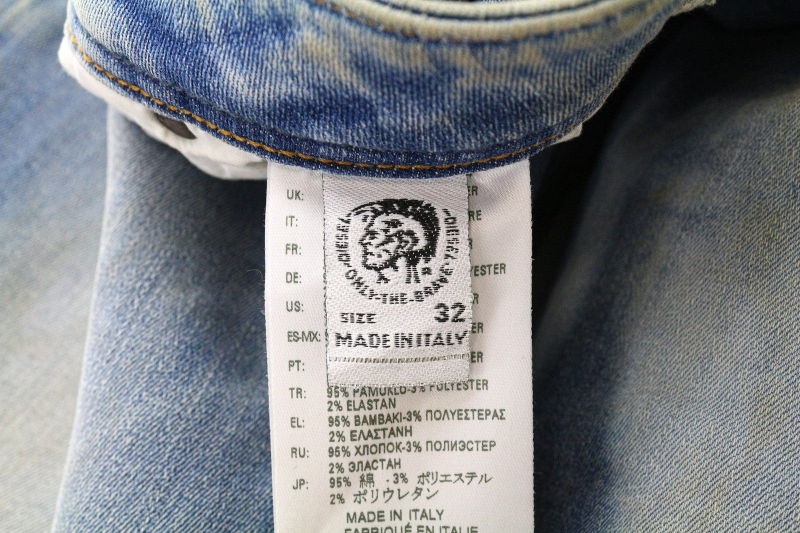 DIESEL Krooley-T 087AE Men's W32 Slim Blue Cotton Stretch Jeans Ripped Worn