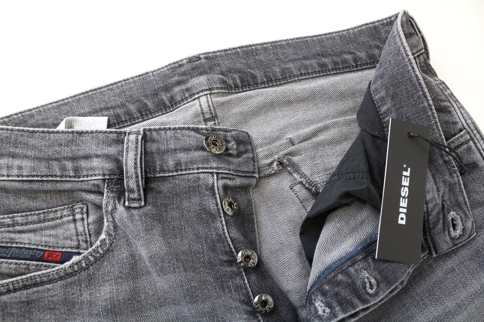 DIESEL D-Eetar 0890F Men's W28/L32 Grey Pure Cotton Stretch Taper Ripped Fit