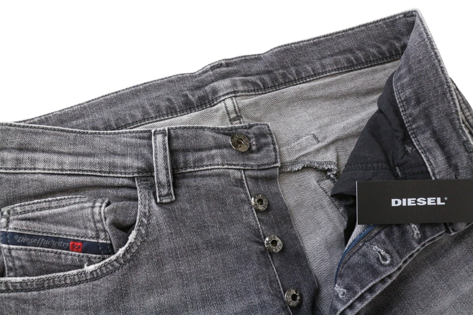 DIESEL D-Eetar 0890F Men's W28/L32 Grey Cotton Stretch Ripped Taper Jeans