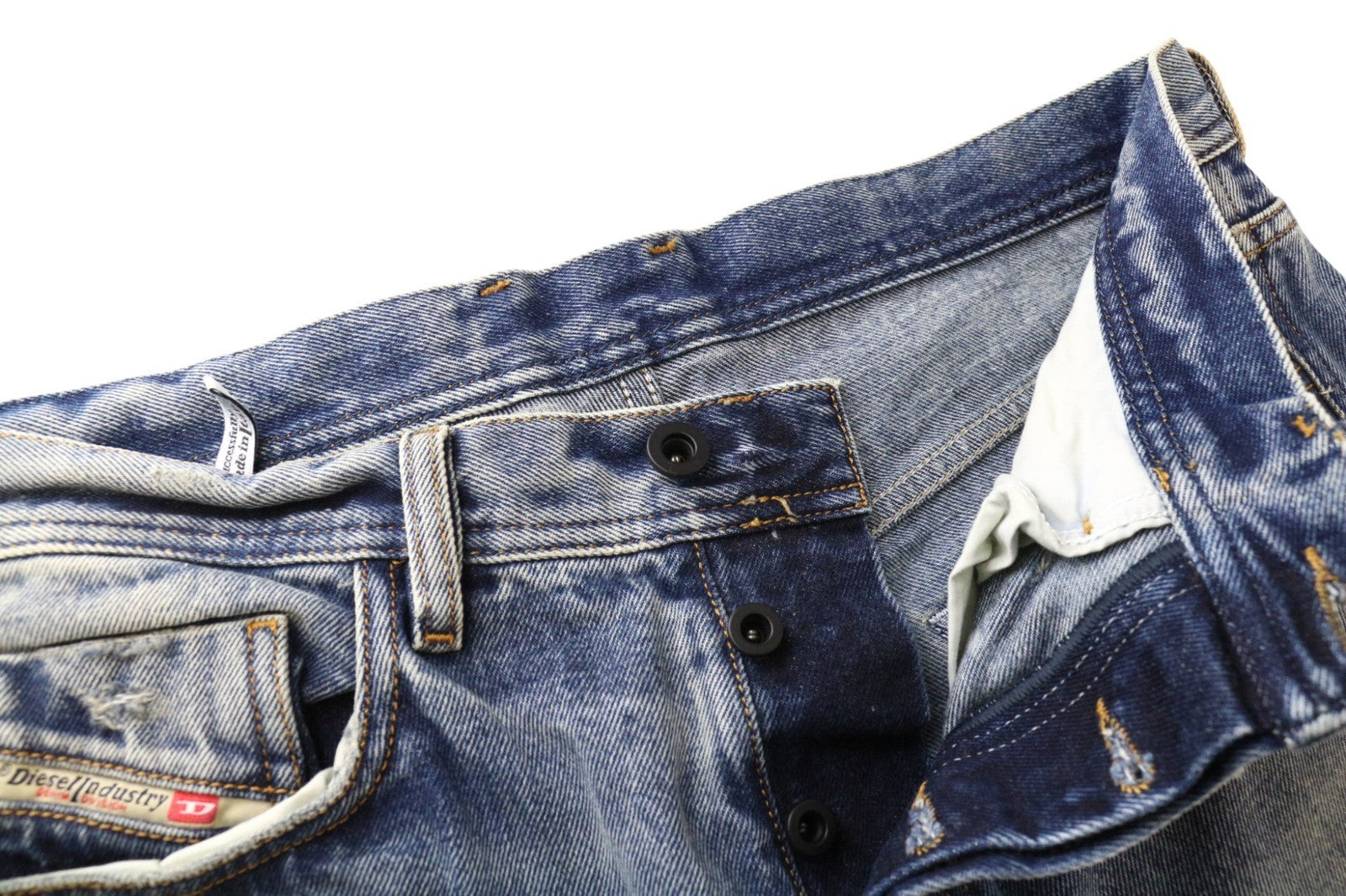 DIESEL Dagh-XP 084ZS Men's W32/L30 Blue Pure Cotton Straight Jeans Distressed