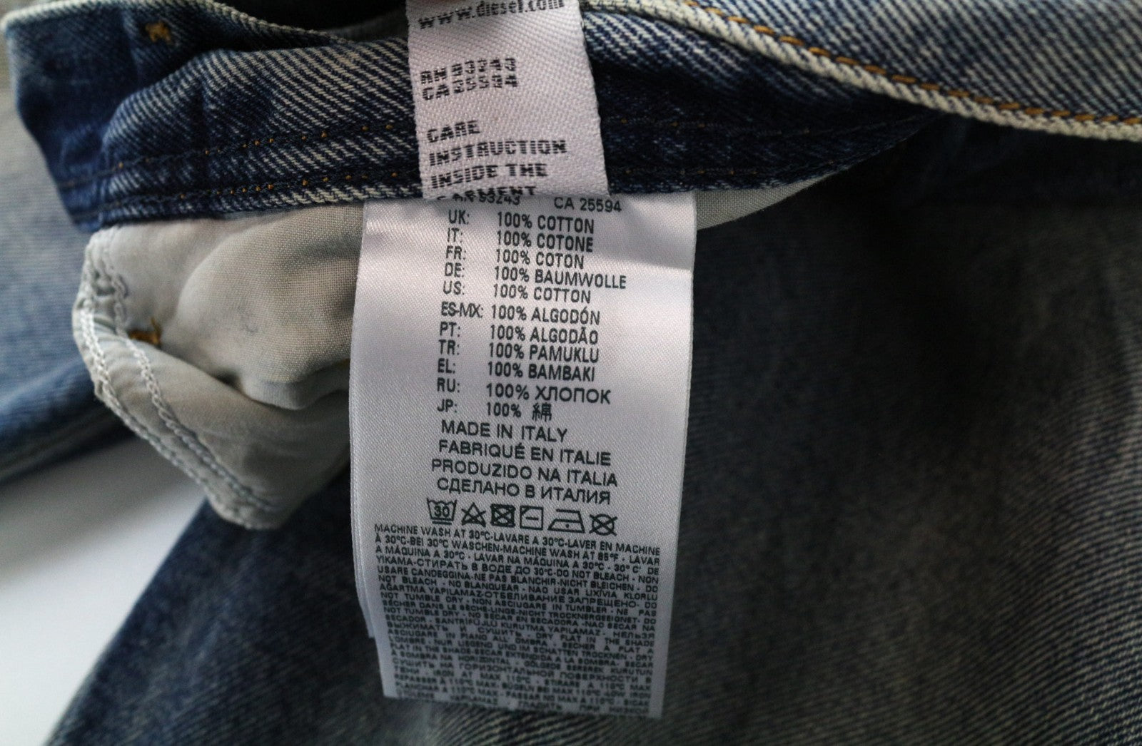 DIESEL Dagh-XP 084ZS Men's W32/L30 Blue Pure Cotton Straight Jeans Distressed