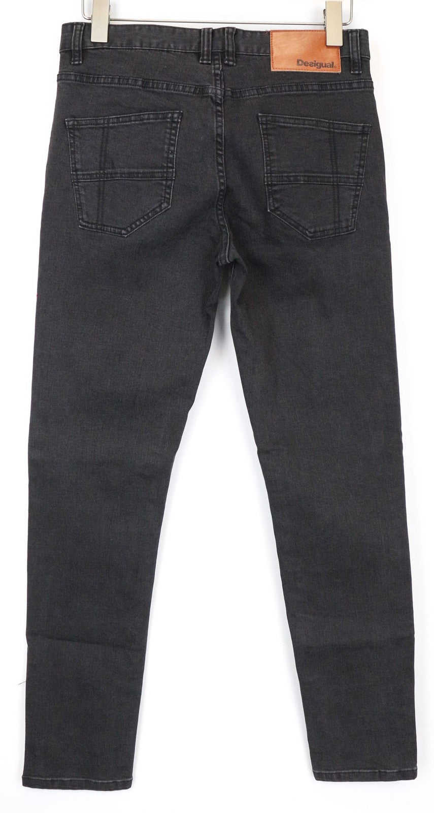 DESIGUAL Jon Men's W30 Slim Black Stretch Cotton Jeans Plain Casual Fit Style