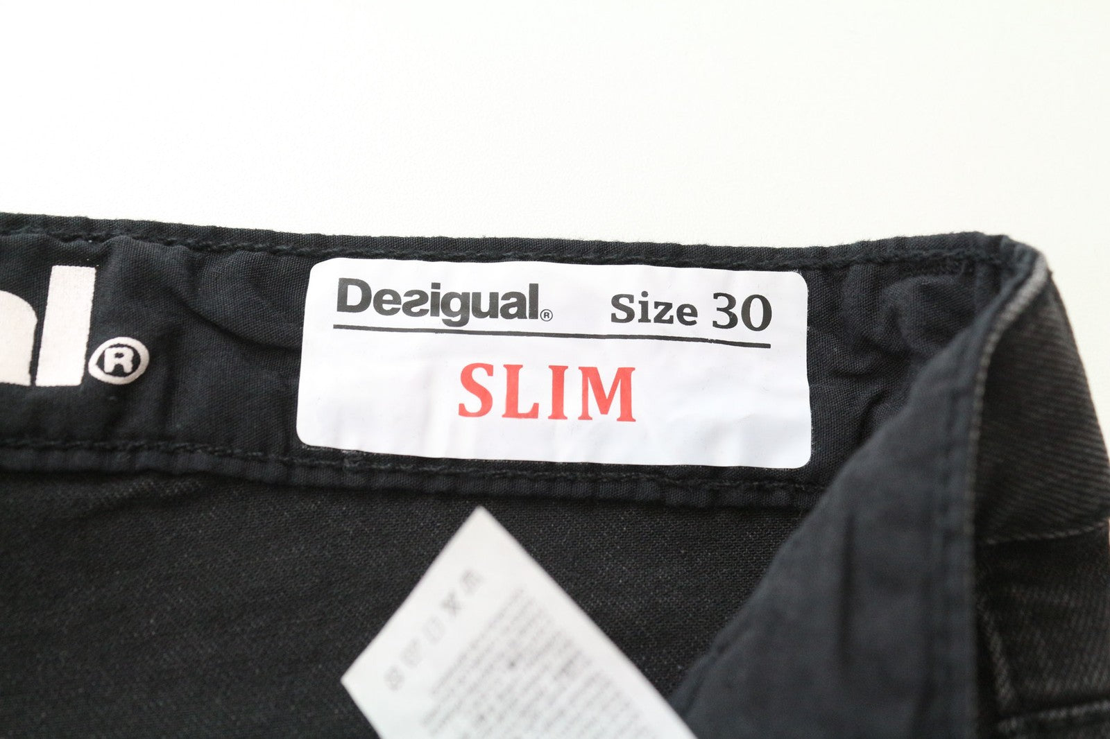 DESIGUAL Jon Men's W30 Slim Black Stretch Cotton Jeans Plain Casual Fit Style