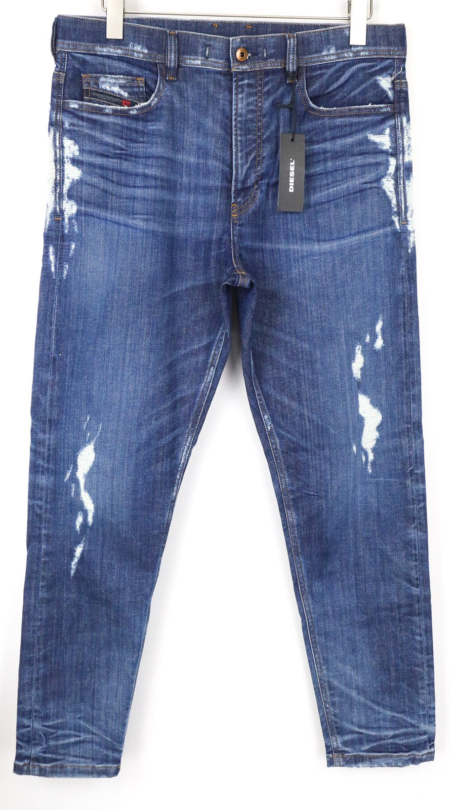 DIESEL Kly-NE 084YH Men's W32 Blue Washed Sweat Jogg Tapered Distressed Jean