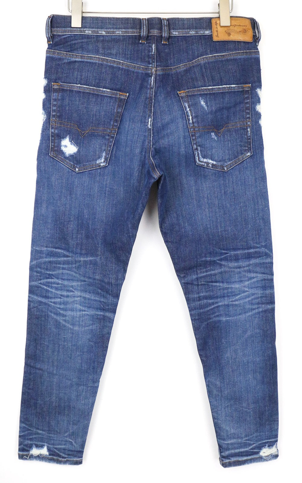 DIESEL Kly-NE 084YH Men's W32 Blue Washed Sweat Jogg Tapered Distressed Jean