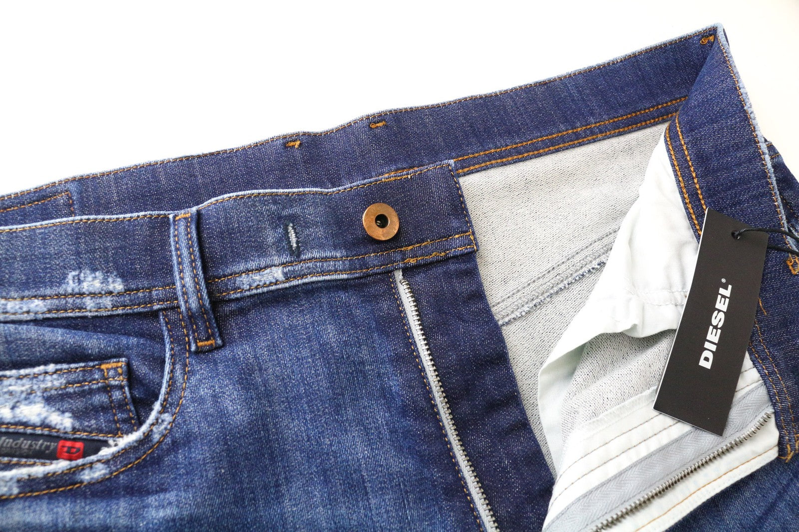 DIESEL Kly-NE 084YH Men's W32 Blue Washed Sweat Jogg Tapered Distressed Jean