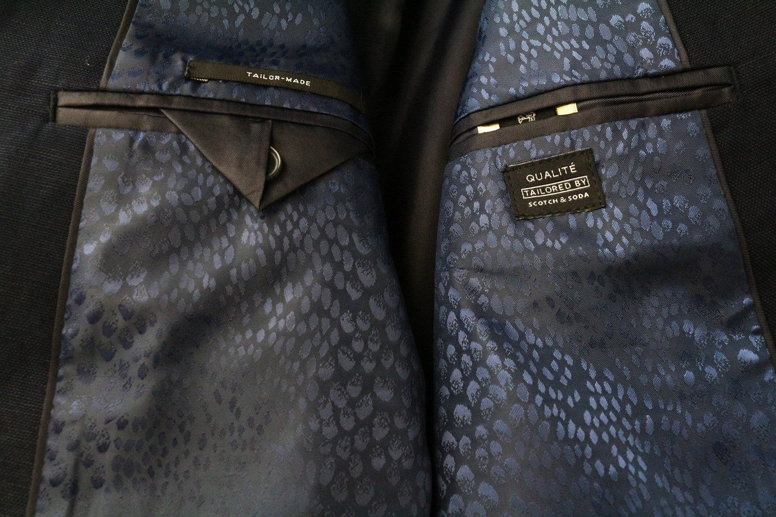 SCOTCH & SODA Ams Couture Men's S Navy Linen Cotton Blazer Single Button Peak