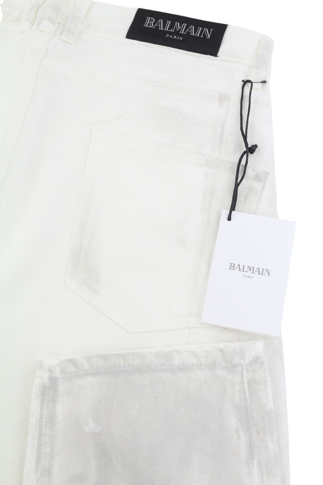 BALMAIN Men Jeans 29 White Distress Straight Fit Destroyed Dirty Look RRP690