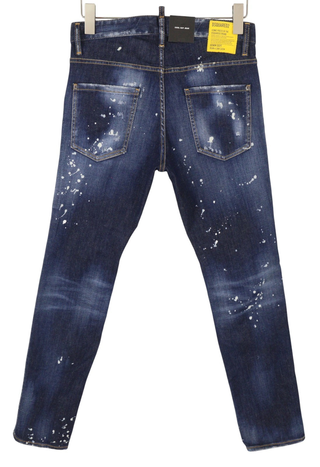 DSQUARED2 Cool Guy Men Jeans 42 Blue Tapered Fit Distress Splatter Effect RRP739