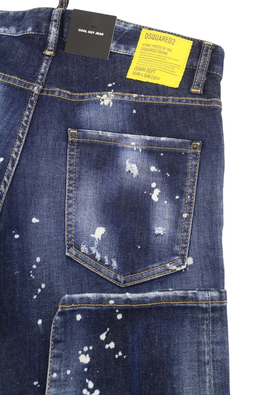 DSQUARED2 Cool Guy Men Jeans 42 Blue Tapered Fit Distress Splatter Effect RRP739