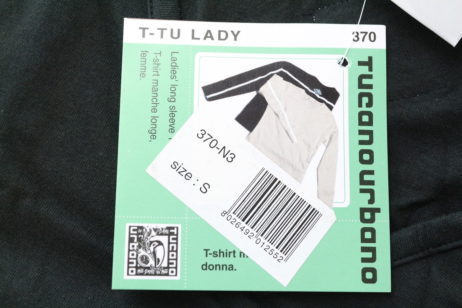 TUCANO URBANO T-TU Lady Women's S Black V-Neck Cotton Pullover Long Sleeve