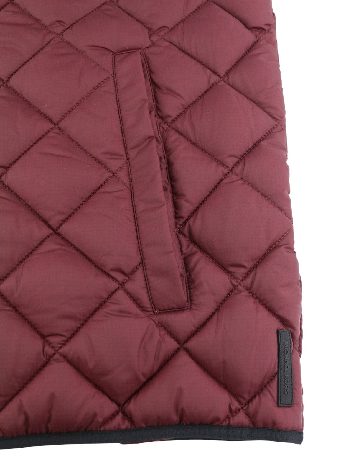 MICHAEL KORS Men Waistcoat XL Burgundy Quilted Insulated Full Zip Vest RRP199