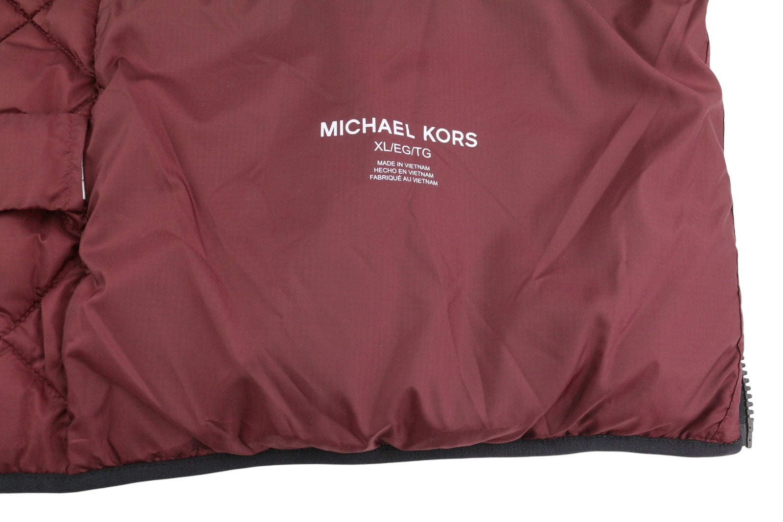 MICHAEL KORS Men Waistcoat XL Burgundy Quilted Insulated Full Zip Vest RRP199